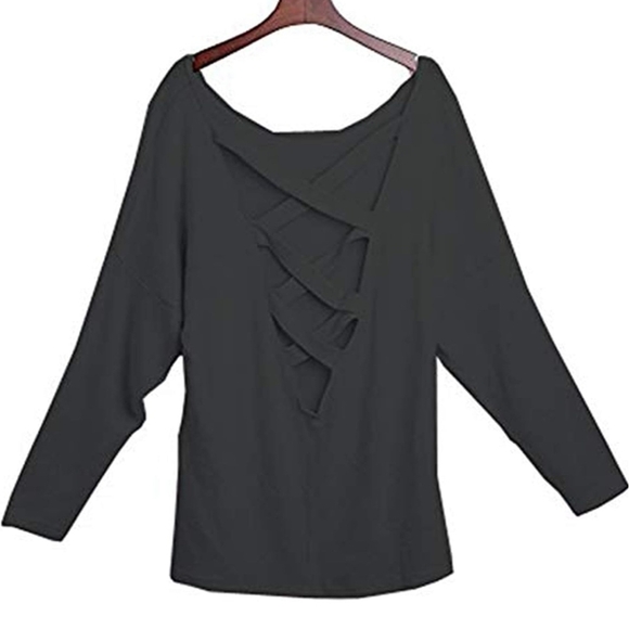 Lattice Back Black Sweater - Picture 4 of 4